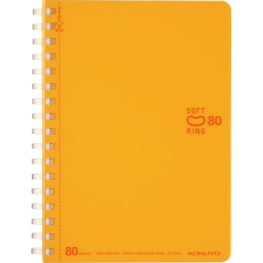 Kokuyo Notebook Soft Ring Dotted B Ruled A6 80 Sheets Orange Su-SV358BT-YR NEW_1