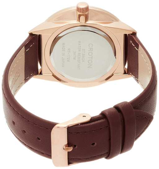 CROTON Watch RT-172M-G Men's Brown Leather Band Metal Case Made in Japan NEW_2