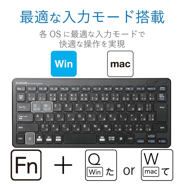 Elecom keyboard Wireless w/receiver pantograph mini keyboard black TK-FDP098TBK_3