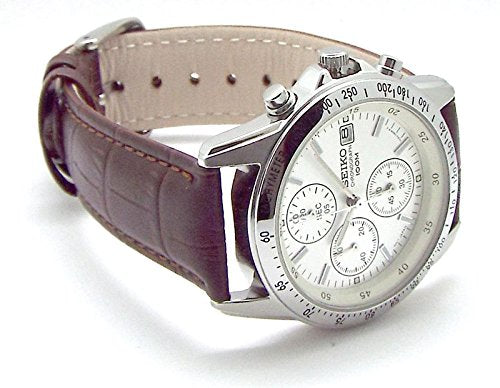 SEIKO Watch Chronograph White Deep Brown Silver SND363P1-DB Leather Band NEW_3
