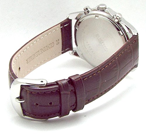 SEIKO Watch Chronograph White Deep Brown Silver SND363P1-DB Leather Band NEW_4