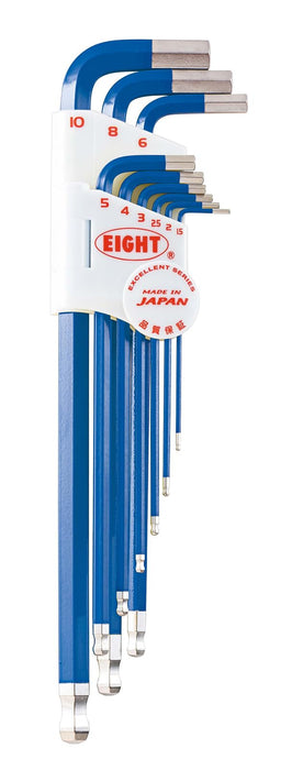 EIGHT Hex Wrench Taper Head 9 pcs set Blue TLC-S9NBL Made in Japan Alloy Steel_1