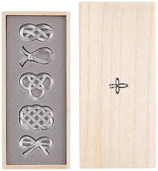 Nousaku Chopstick rest Knot Set of 5 pieces Tin 501712 in Paulownia wood box NEW_2