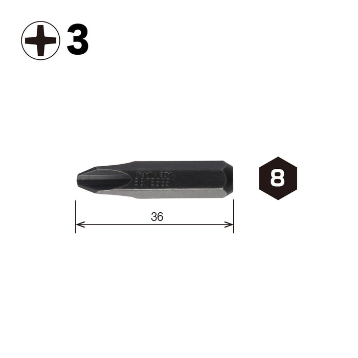 VESSEL Impact Driver Bit C51 + 3 x 36mm Hardness E Set of 10 Pieces C51 ZP NEW_2