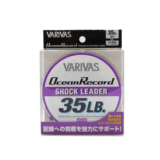 VARIVAS Ocean Record Shock Leader Nylon Line 50m #8 35lb Misty Purple Spool Band_1