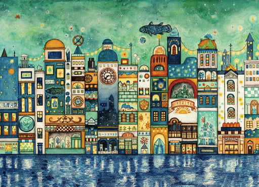 500pc Jigsaw Puzzle Fairytale Art Night City with Falling Stars 38x53cm ‎06-103_1