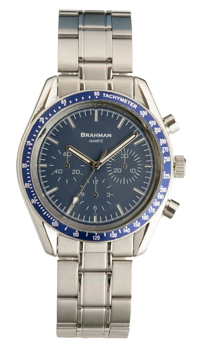 BRAHMAN Watch BR001-03 Men's Silver Stainless Steel Band Metal Case Tachymeter_1
