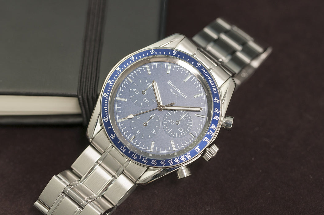 BRAHMAN Watch BR001-03 Men's Silver Stainless Steel Band Metal Case Tachymeter_5