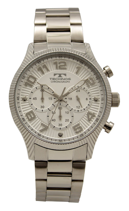 TECHNOS Watch Chronograph T6646SS Men's Silver Stainless Steel Band, Case NEW_1