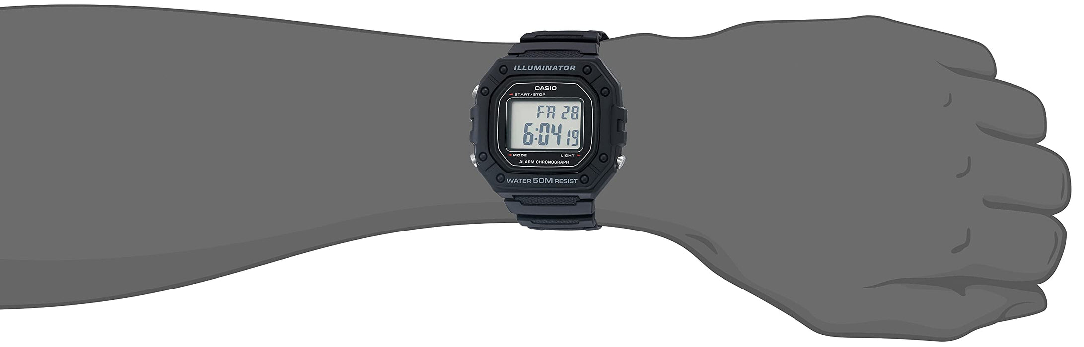 Casio Men's Classic Quartz Watch with Resin Strap Black 21.1 W-218H-1AVCF NEW_2