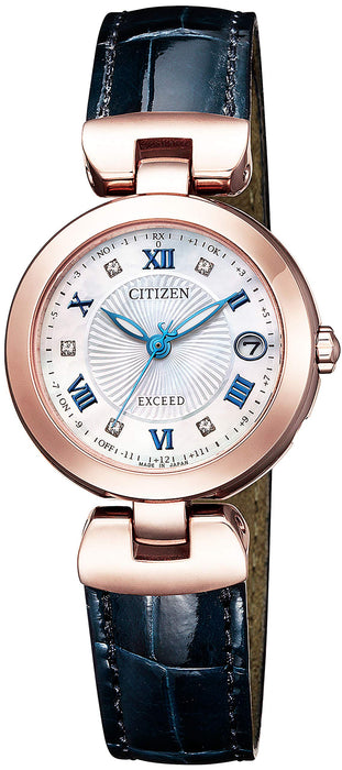 Citizen Exceed ES9424-06A Eco-Drive Analog Navy Leather band Watch Women NEW_1