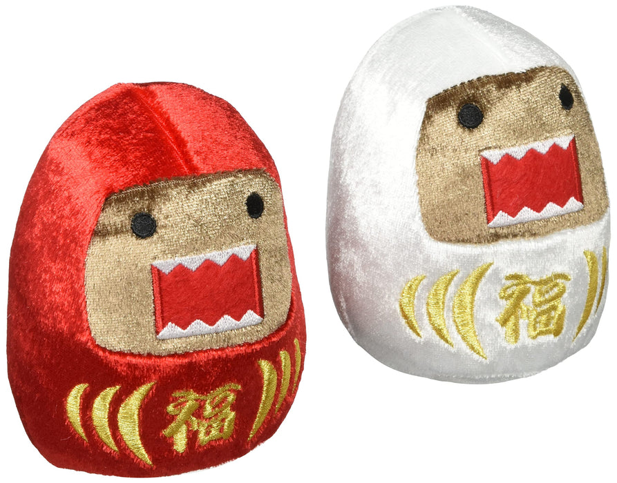 Sekiguchi Domo-kun Red and White Daruma Set Plush Doll H12xW18xD8cm ‎556571 NEW_1