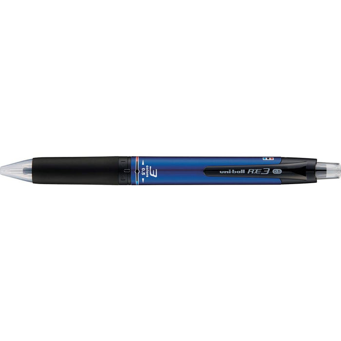 mitsubishi erasable 3color ballpoint pen uniball RE3 0.5 navy URE350005.9 NEW_1