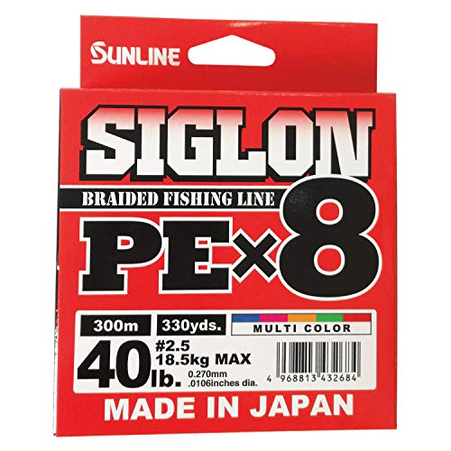 SUNLINE SIGLON PE X8 300m #2.5 40lb Multicolor PE Braid ‎MIS S PE8 300M MC 0270_2