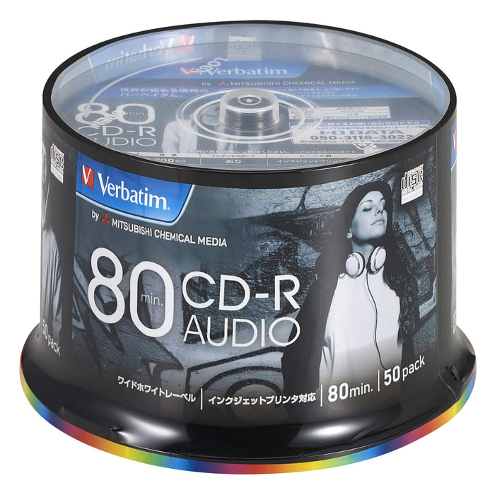 Verbatim Blank CD-R for Audio Music 80min Pack in 50pcs White Label MUR80FP50SV2_1