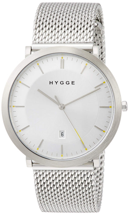 HYGGE Watch HGE020088 Men's Silver Stainless Steel Band Case Date Indicator NEW_1
