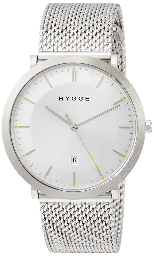 HYGGE Watch HGE020088 Men's Silver Stainless Steel Band Case Date Indicator NEW_1
