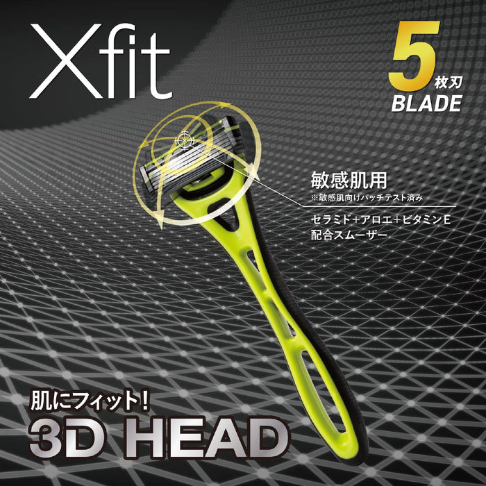 KAI Xfit 3D Head 5-Blade Shaving Razor Shaver 2-Holder & 8-Refills Made in Japan_3