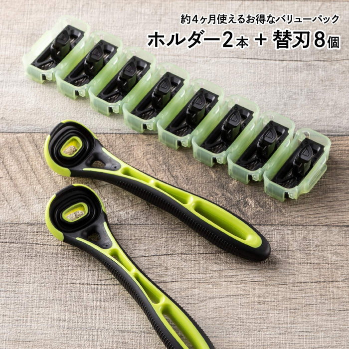 KAI Xfit 3D Head 5-Blade Shaving Razor Shaver 2-Holder & 8-Refills Made in Japan_5