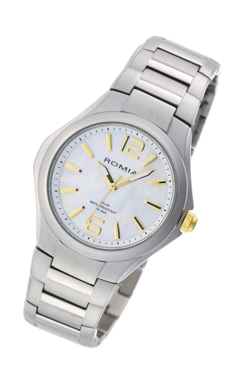 ROMIA Watch RM-827MA Men's Silver Titanium Band Case Solar Power Date Indicator_1