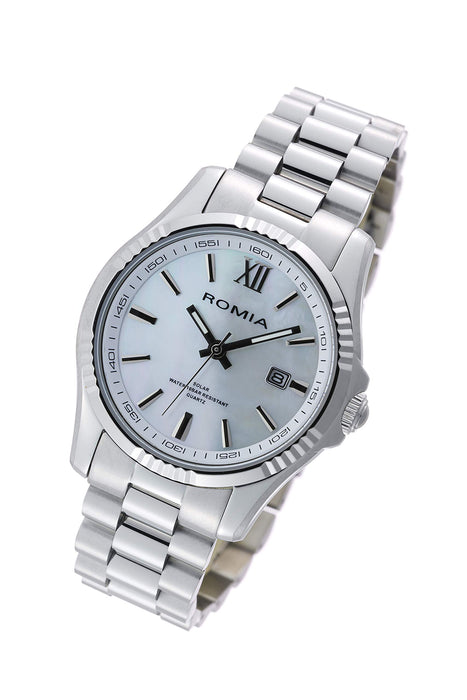 ROMIA Watch RM-828MA Men's Silver Stainless Steel Band, Case Date Indicator NEW_1