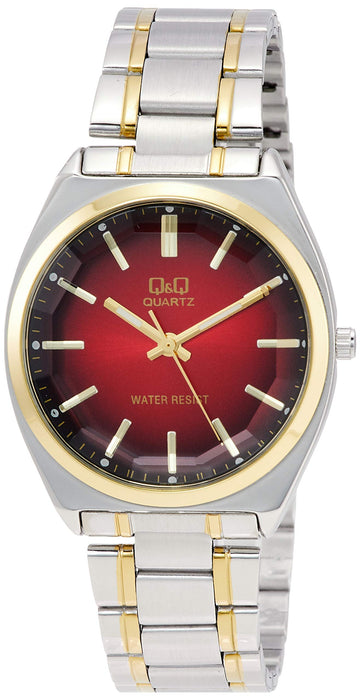 Citizen Q&Q Watch QB78-402 Red x Gold Waterproof Men's Stainless Steel Band NEW_1