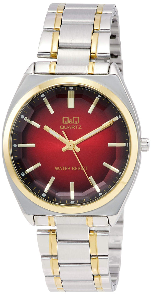 Citizen Q&Q Watch QB78-402 Red x Gold Waterproof Men's Stainless Steel Band NEW_1