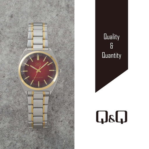 Citizen Q&Q Watch QB78-402 Red x Gold Waterproof Men's Stainless Steel Band NEW_2