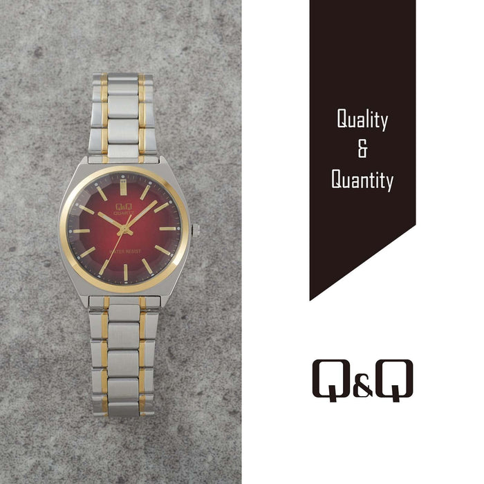 Citizen Q&Q Watch QB78-402 Red x Gold Waterproof Men's Stainless Steel Band NEW_2