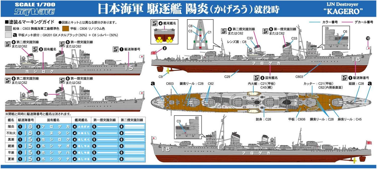 Pit-Road 1/700 Skywave Japanese Navy Destroyer Kagero Plastic Model Kit W213 NEW_7