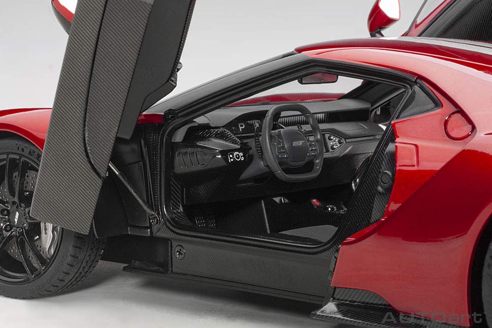 AUTOart 1/18 Ford GT 2017 Metallic Red Silver Stripe Diecast Model Car 72943 NEW_3