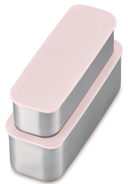 Thermos DSA-604W DTP 2-Tier Slim Fresh Lunch Box 635ml with Bag Dusty Pink NEW_2