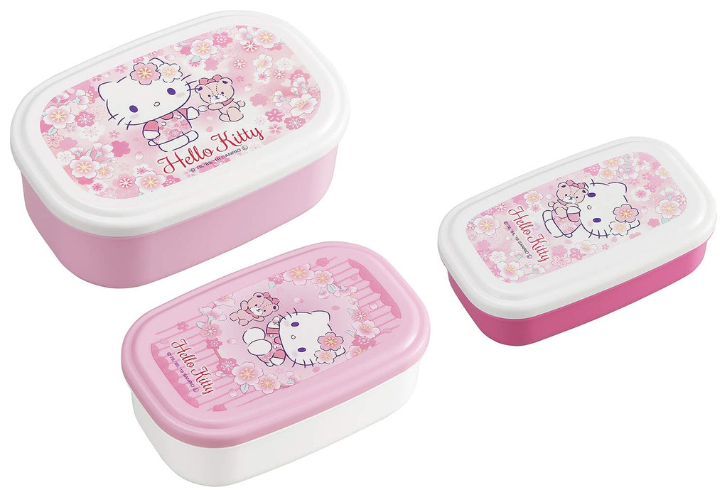 Lunch Food Container Box Hello Kitty Sakura No.3 Seal Case Set of 3 SP-31 NEW_1
