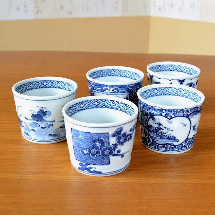 Soba Choco Cup Set Hasami Ware Arita Ware Stylish Dyed Painting Set of 5 NEW_3