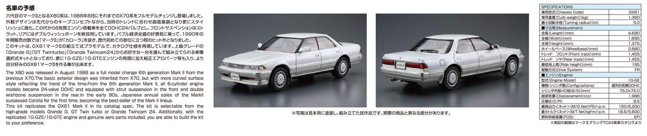 1/24 The Model Car No.63 Toyota GX81 Mark II 2.0 Grande Twincam 24 '88 Kit NEW_6