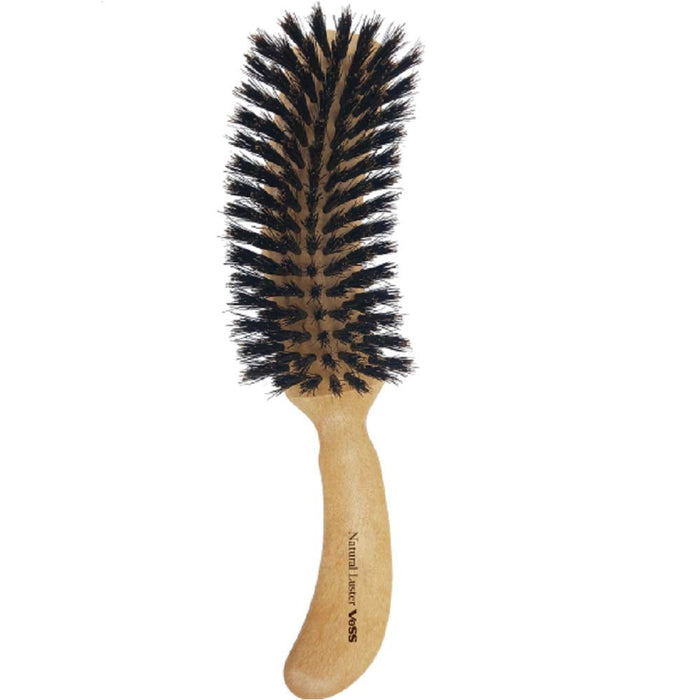 Vess Natural Star natural pig hair Hair Brush S shape NL-1400 Brown Resin Handle_2