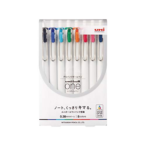 Mitsubishi Pencil Gel Ballpoint Pen uni-ball One 0.38mm Set of 8 Colors UMNS388C_1