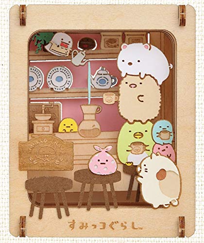 Sumikko Gurashi PT-W12 Cafe Sumikko Paper Theater Wood Style ENSKY H80xW68xD36mm_1
