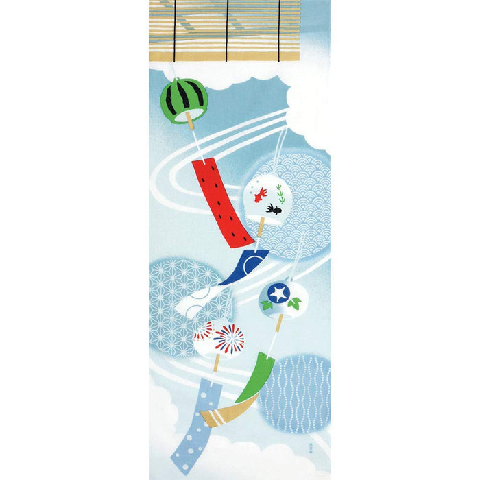 Hama Monyou picture tenugui summer wind chimes 34x90cm Cotton Multicolor NEW_1