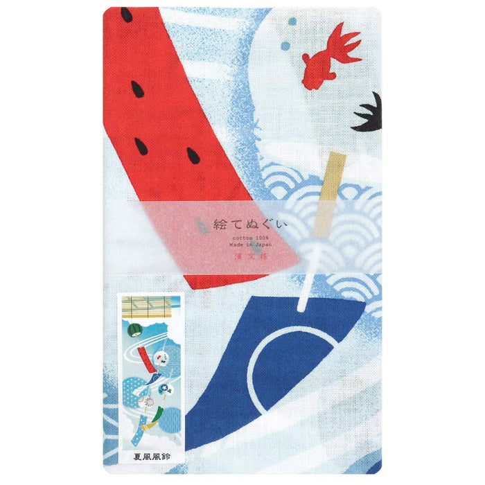 Hama Monyou picture tenugui summer wind chimes 34x90cm Cotton Multicolor NEW_2