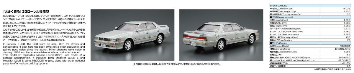 Aoshima 1/24 The Model Car No.28 Nissan HC33 Laurel Medallist Club L 1991 Kit_6