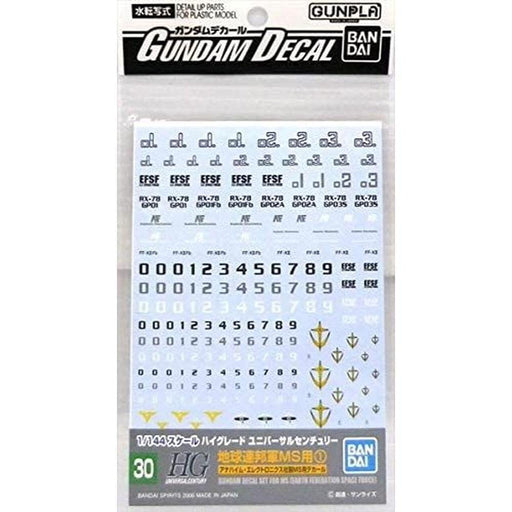 Bandai Gundam Decal No.30 for HGUC Earth Federation Forces MS 1 ‎GUN57498 NEW_1