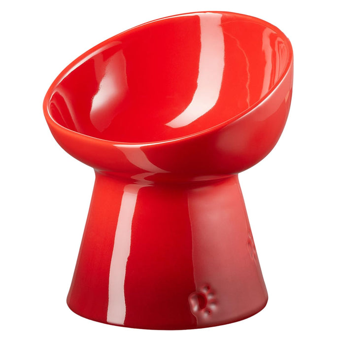 Le Creuset High Stand Pet Food Bowl Cherry Red Stain Resistant Microwave Safe_1