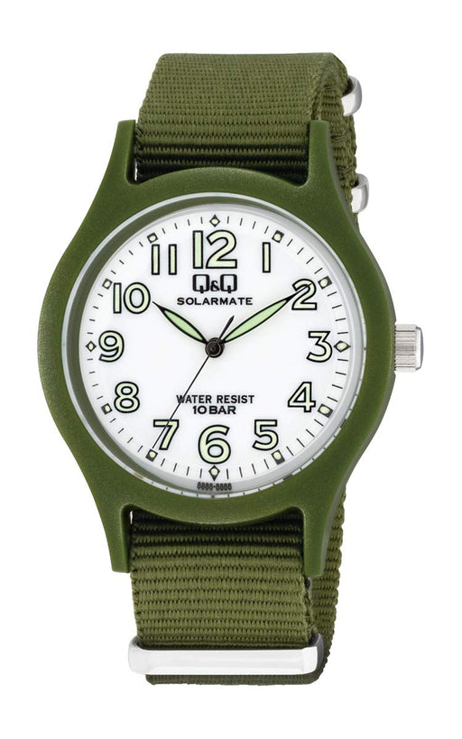 CITIZEN Q&Q H062-004 Official Solar Watch khaki Nylon Band Light Weight NEW_1