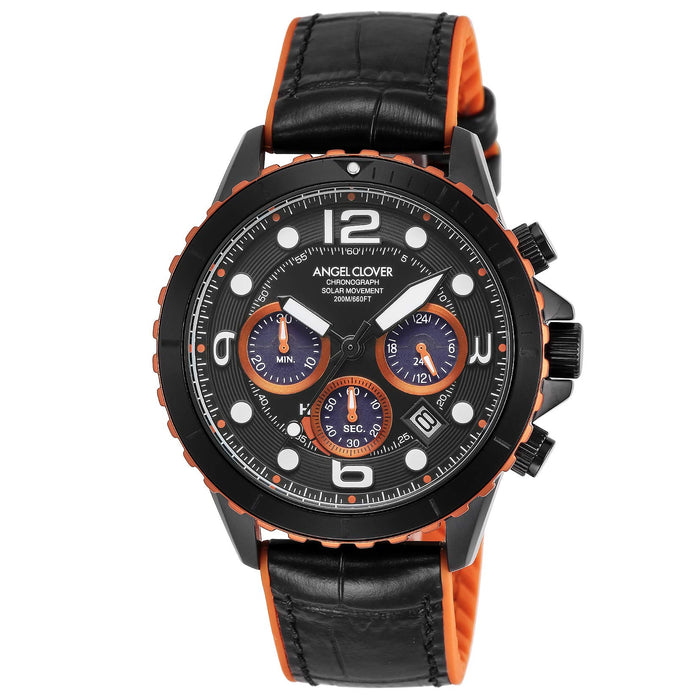 Angel Clover Watch Time Craft Diver TCD45BK-BK Men's Black Leather & Rubber Band_1