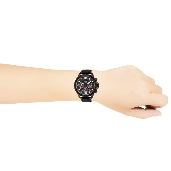 Angel Clover Watch Time Craft Diver TCD45BK-BK Men's Black Leather & Rubber Band_2