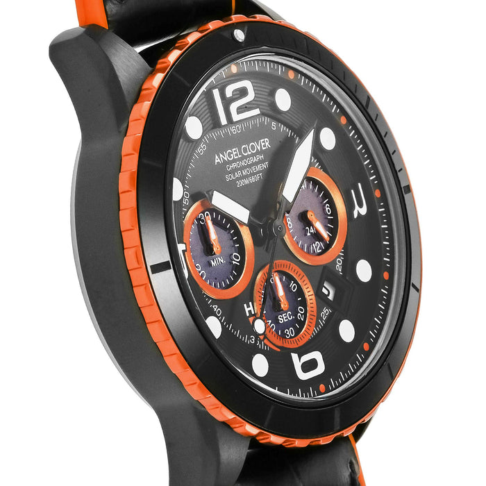 Angel Clover Watch Time Craft Diver TCD45BK-BK Men's Black Leather & Rubber Band_3