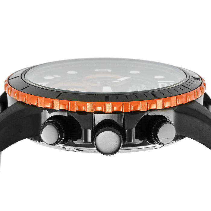 Angel Clover Watch Time Craft Diver TCD45BK-BK Men's Black Leather & Rubber Band_4
