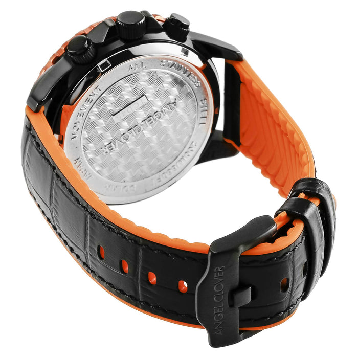 Angel Clover Watch Time Craft Diver TCD45BK-BK Men's Black Leather & Rubber Band_5