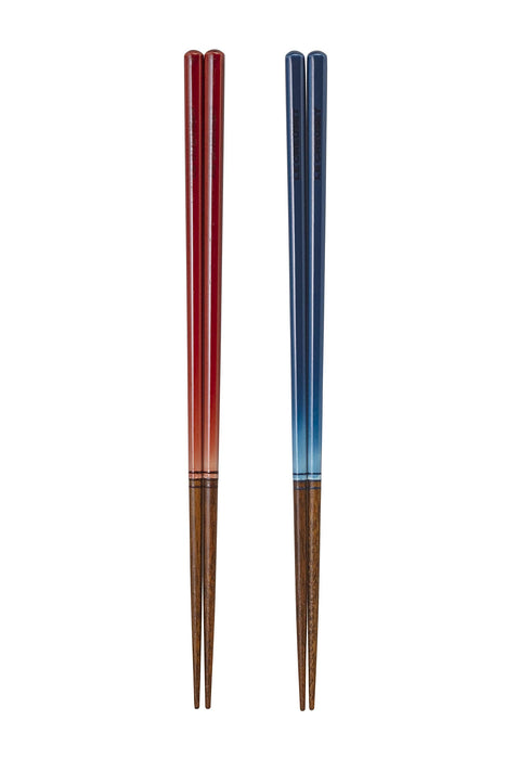 Le Creuset Meal Chopsticks Set of 2 pair cherry red & marine blue Made in Japan_4